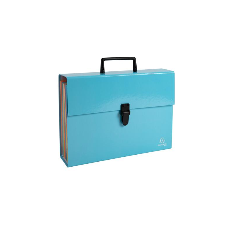TRIEUR ACCORDEON EXACOMPTA A4 PP 18 COMP.+BOUTON CLIP BLEU PASTEL