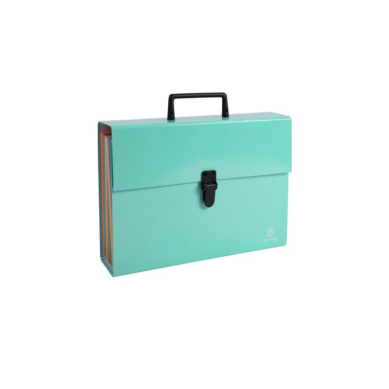 TRIEUR ACCORDEON EXACOMPTA A4 PP 18 COMP.+BOUTON CLIP VERT PASTEL