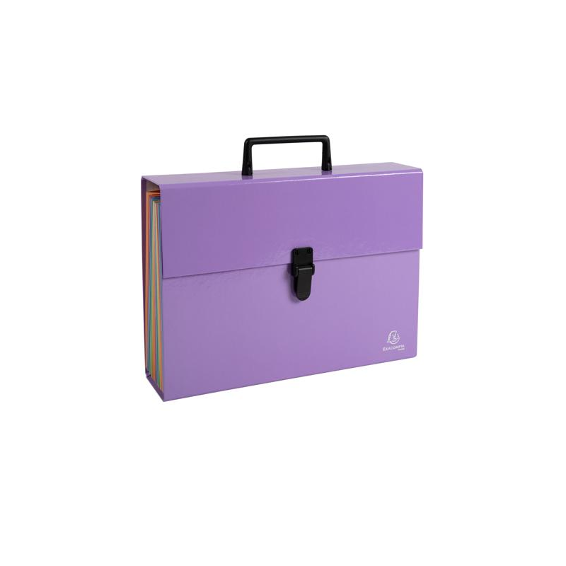 TRIEUR ACCORDEON EXACOMPTA A4 PP 18 COMP.+BOUTON CLIP MAUVE PASTEL
