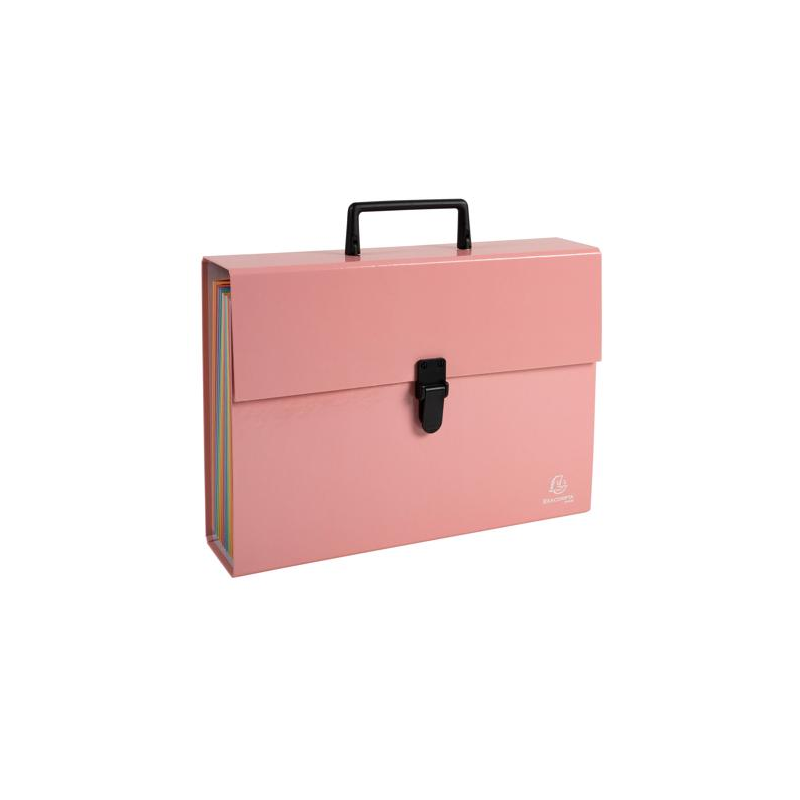 TRIEUR ACCORDEON EXACOMPTA A4 PP 18 COMP.+BOUTON CLIP CORAIL PASTEL