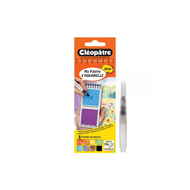 GOUACHE CLEOPATRE AQUARELLE 8 PASTILLES +1PINCEAU