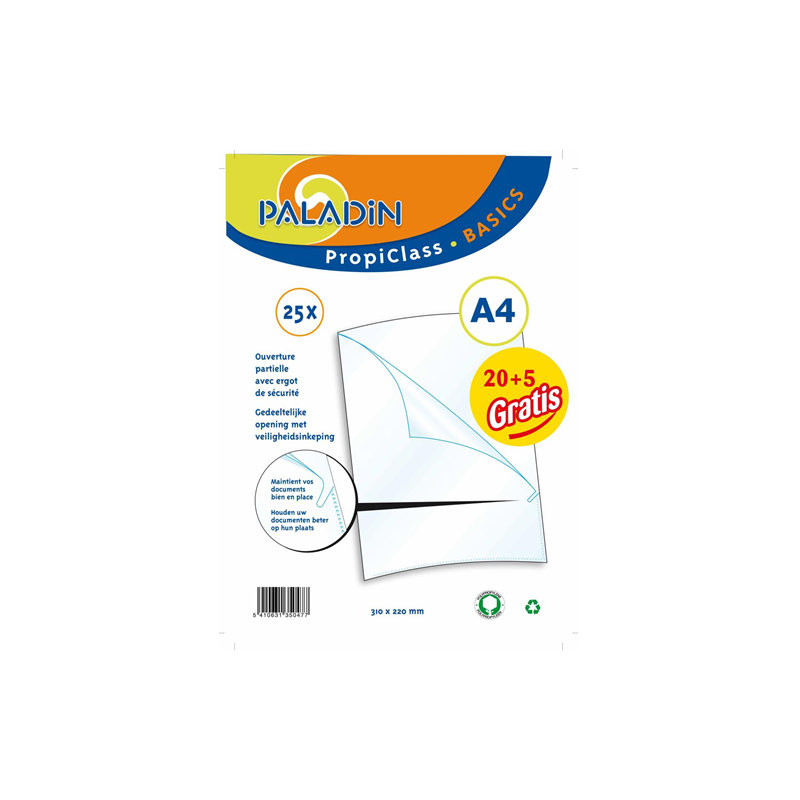 CHEMISE PLAST. A4 TRANSP. PALADIN CRISTAL 25PCS