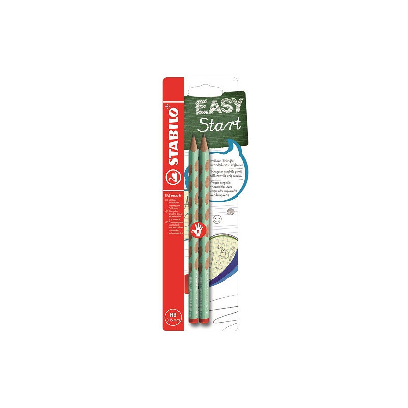 CRAYON NOIR STABILO EASYGRA. HB 2PCS DROIT. PASTEL VERT BLISTER