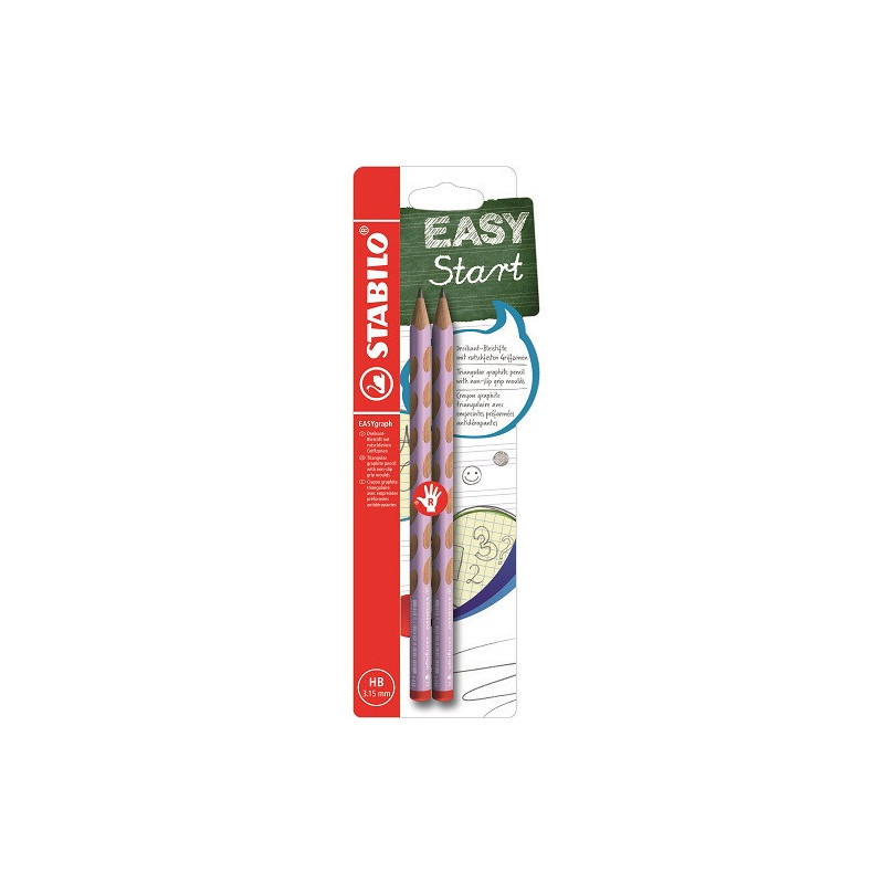 CRAYON NOIR STABILO EASYGRA. HB 2PCS DROIT. PASTEL VIOLET BLISTER
