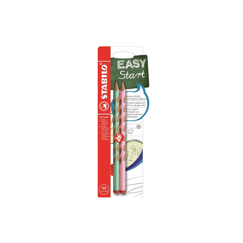 CRAYON NOIR STABILO EASYGRA. HB 2PCS DROIT. BLEU BLISTER