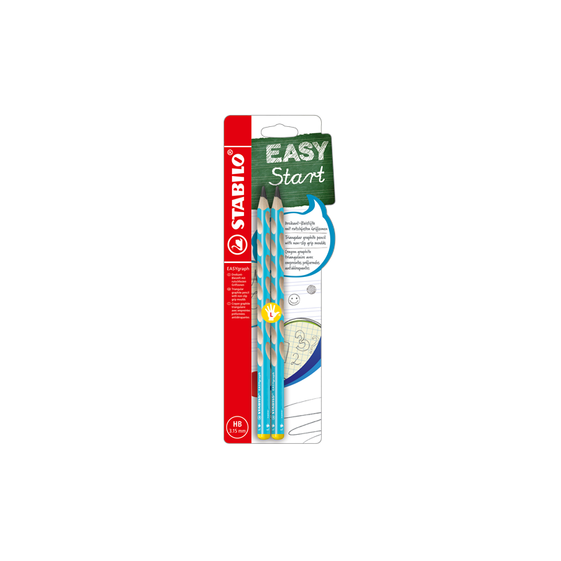 CRAYON NOIR STABILO EASYGRA. HB 2PCS GAUCH. BLEU CLAIR BLISTER