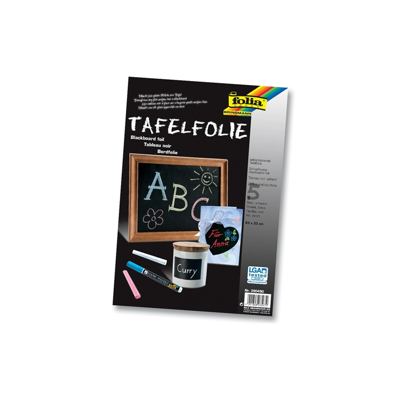 TABLEAU NOIR ADHESIF FOLIA 23X33CM 5PCS