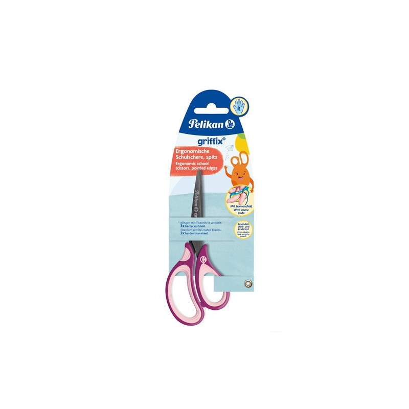 CISEAUX ENFANTS PELIKAN 14CM DROITIER MAUVE/ROSE (300009550)