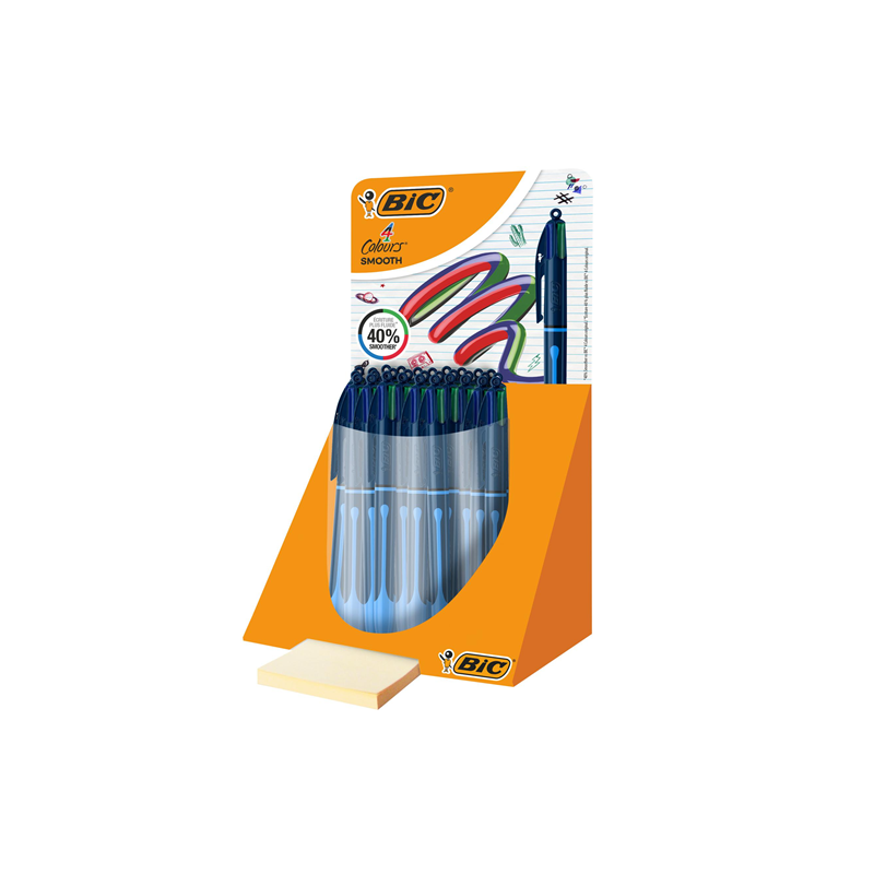 STYLO BILLE BIC 4 COULEURS SMOOTH DROP PRES. 30PCS