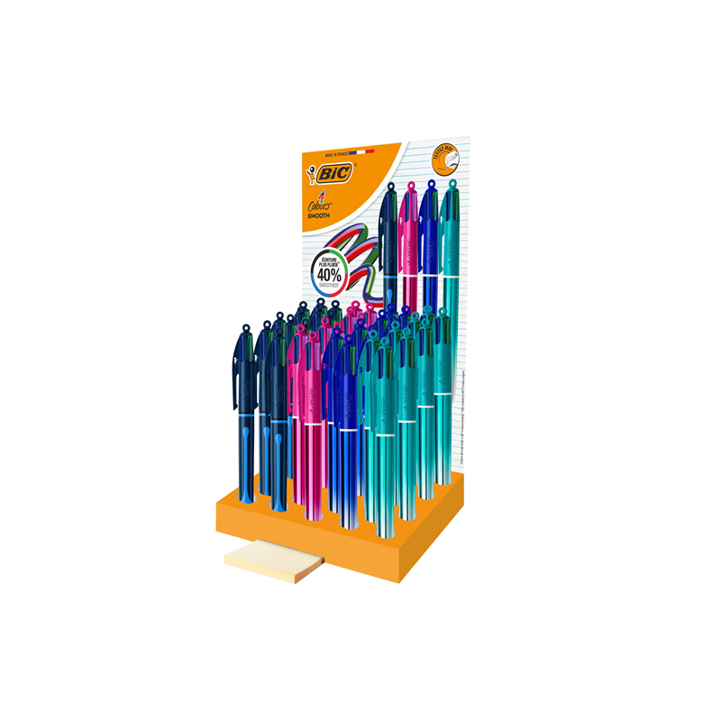STYLO BILLE BIC 4 COULEURS SMOOTH DROP/GRADIENT PRES. 36PCS