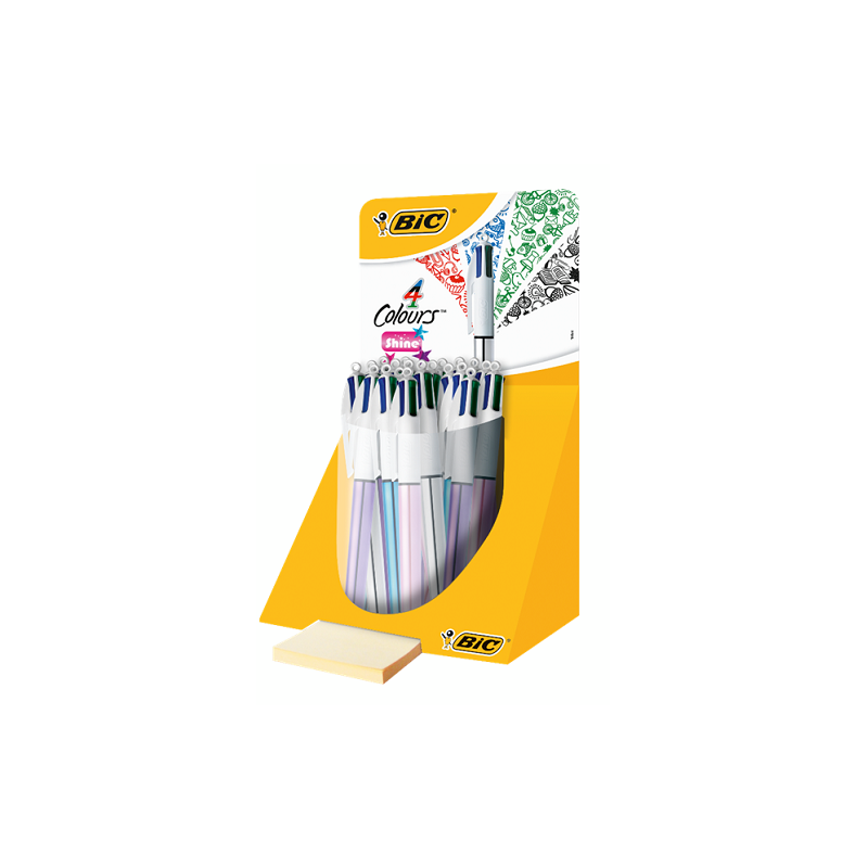 STYLO BILLE BIC 4 COULEURS SHINE MEDIUM PRES. 20PCS