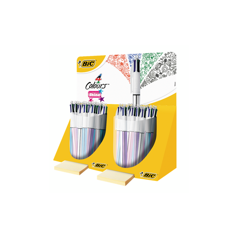 STYLO BILLE BIC 4 COULEURS SHINE MEDIUM PRES. 40PCS