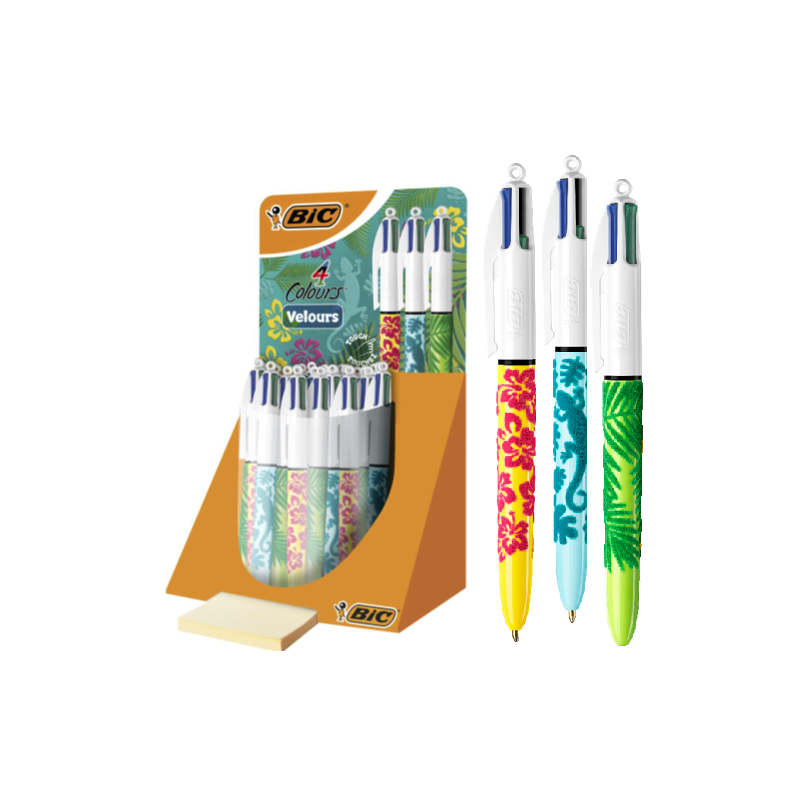 STYLO BILLE BIC 4 COULEURS VELOURS PRES. 30PCS