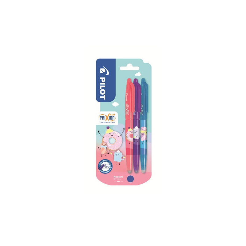 ROLLER PILOT FRIXION BALL CAP. 0,7 BLEU SWEET PARADISE 3PCS BLISTER