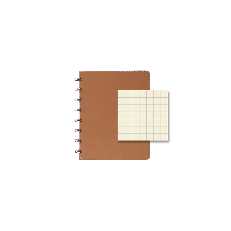 CAHIER ATOMA A5 CUIR PUR QUAD. NATUREL