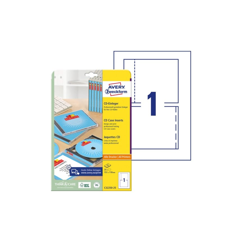 COUVERTURE AVERY/ZWECK A4 151X118MM 25FLS CD