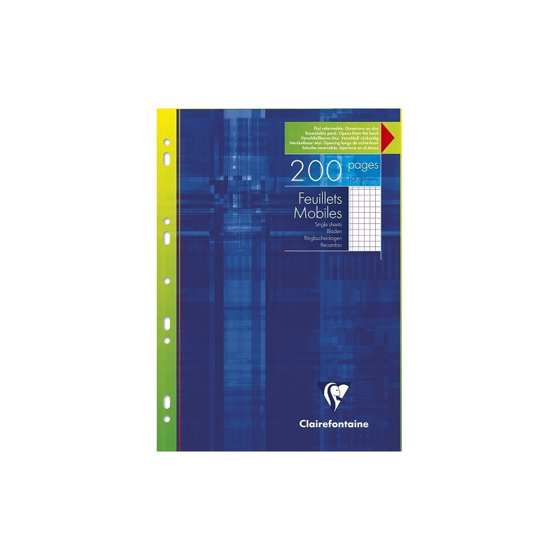 FEUILLES MOBILES CLAIREF. A4 QUAD. 100FLS