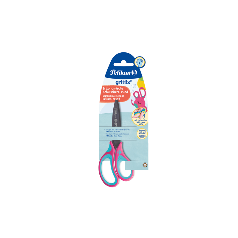 CISEAUX ENFANTS PELIKAN 14CM DROITIER ROSE/BLEU (300009551)
