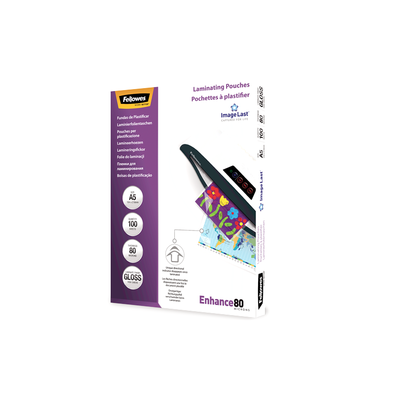 POCH. A LAMINER FELLOWES 154X216(A5) 80µ 100PCS