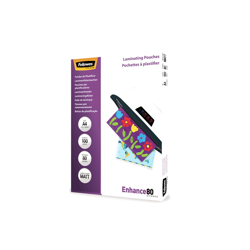 POCH. A LAMINER FELLOWES 216X303(A4) 80µ  100PCS MATT