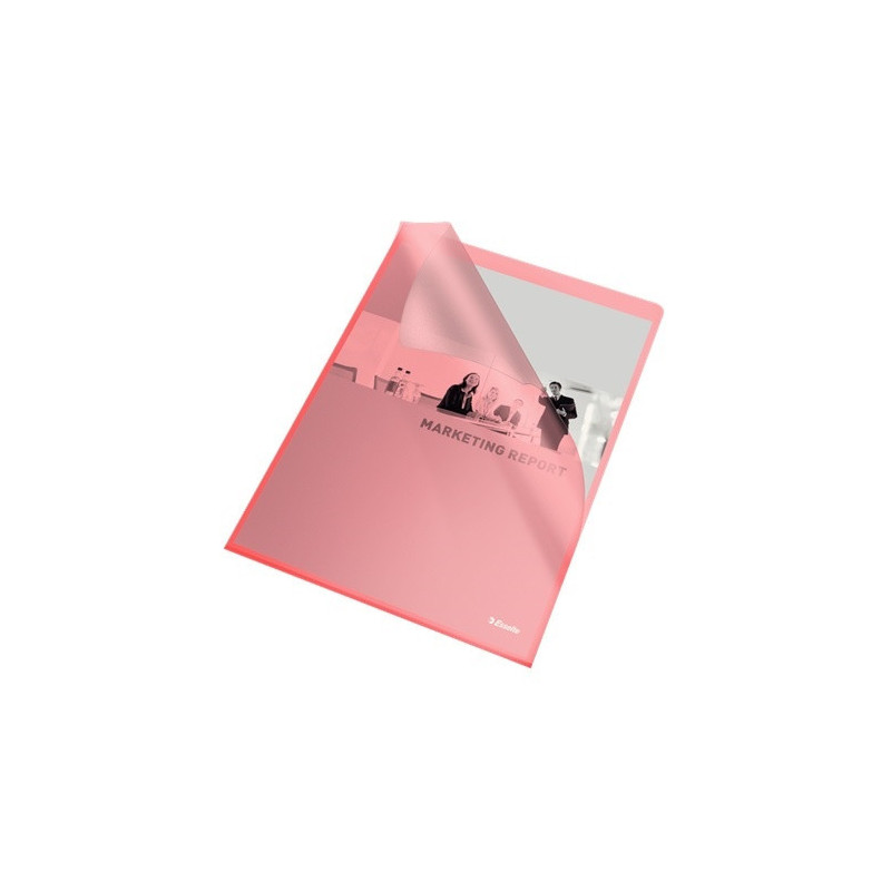 CHEMISE PLAST. A4 TRANSP. ESSELTE GRAINEE ROUGE 105µ