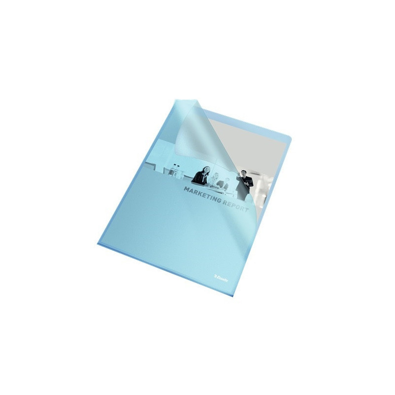 CHEMISE PLAST. A4 TRANSP. ESSELTE GRAINEE BLEU 105µ