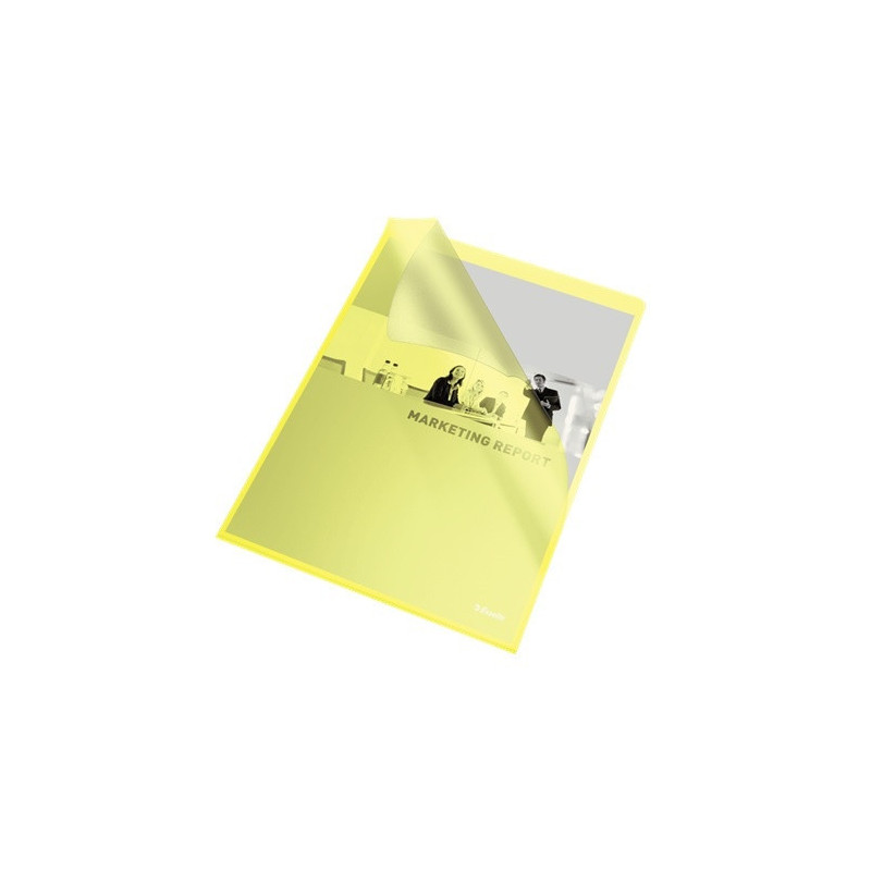 CHEMISE PLAST. A4 TRANSP. ESSELTE GRAINEE JAUNE 105µ