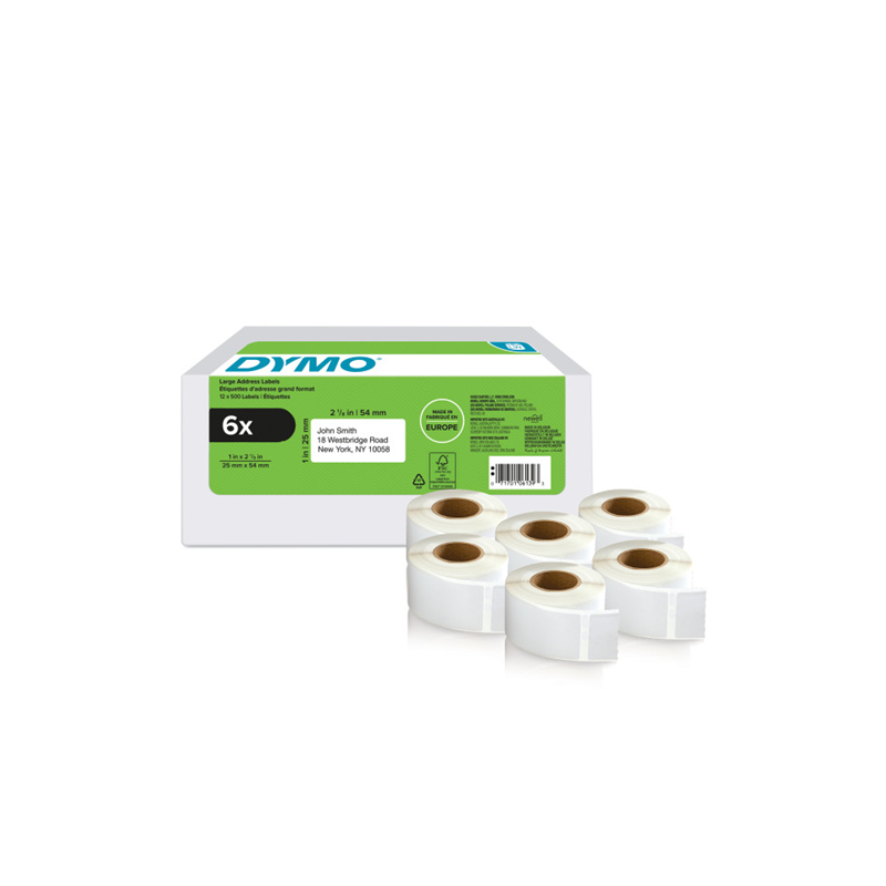 DYMO ETIQUETTES LW 25X54MM 6PCS