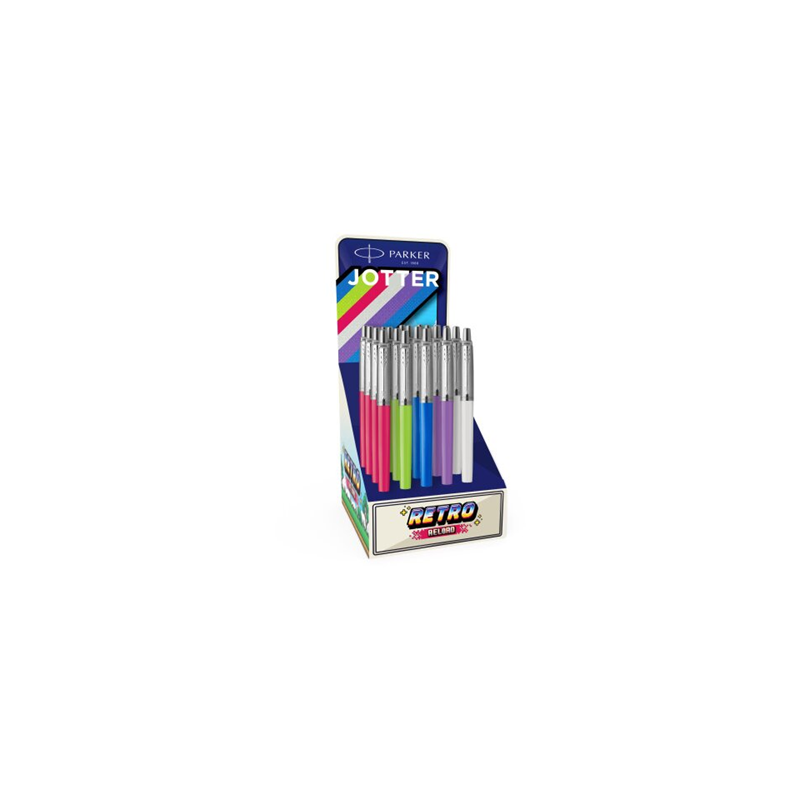 STYLO BILLE PARKER JOTTER M BLEU PRES. 20PCS ASS.