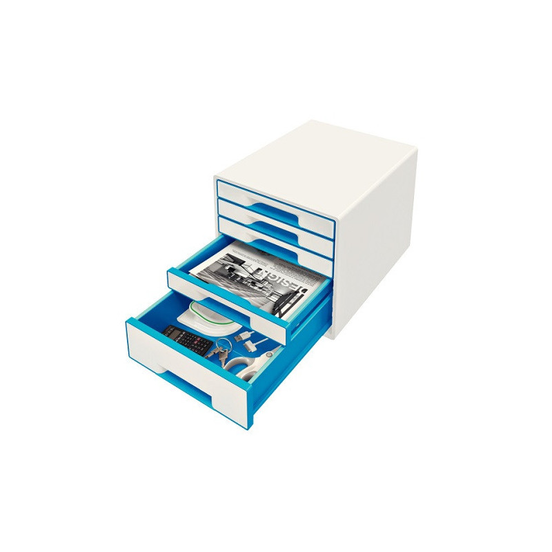POST-SET 5 TIROIRS LEITZ WOW BLANC/BLEU