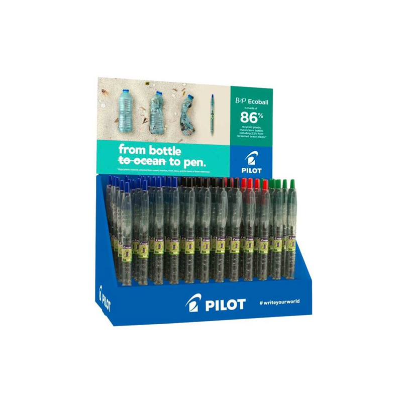 STYLO BILLE PILOT RETR. B2P 1,0 RECYCLE PRES. 60PCS