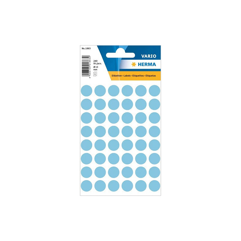AUTOCOLLANT HERMA Ø 12MM BLEU CLAIR