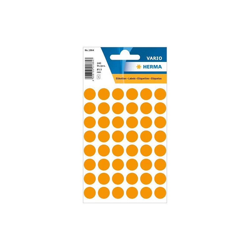 AUTOCOLLANT HERMA Ø 12MM ORANGE FLUO
