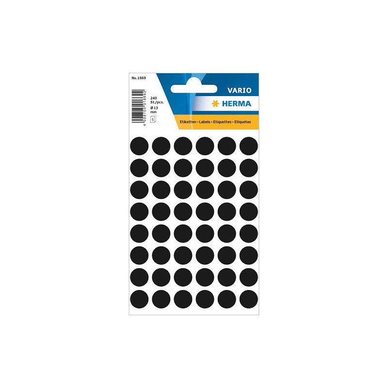 AUTOCOLLANT HERMA Ø 12MM NOIR