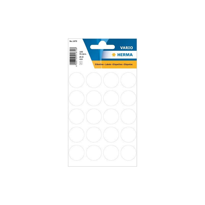AUTOCOLLANT HERMA Ø 19MM BLANC