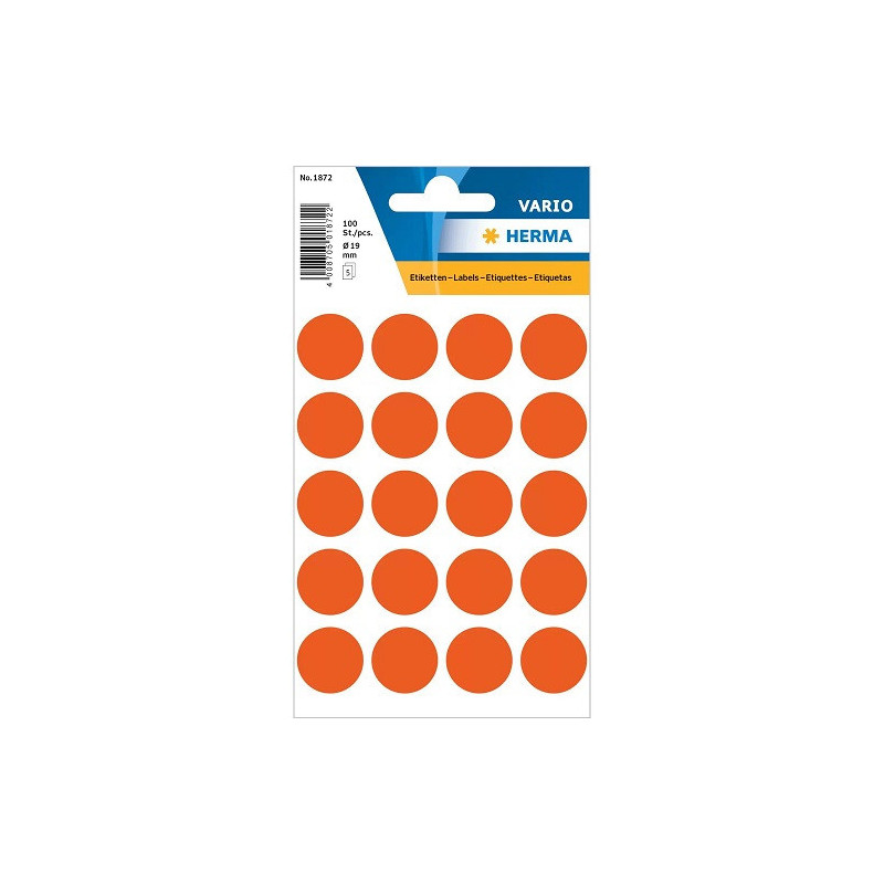 AUTOCOLLANT HERMA Ø 19MM ROUGE