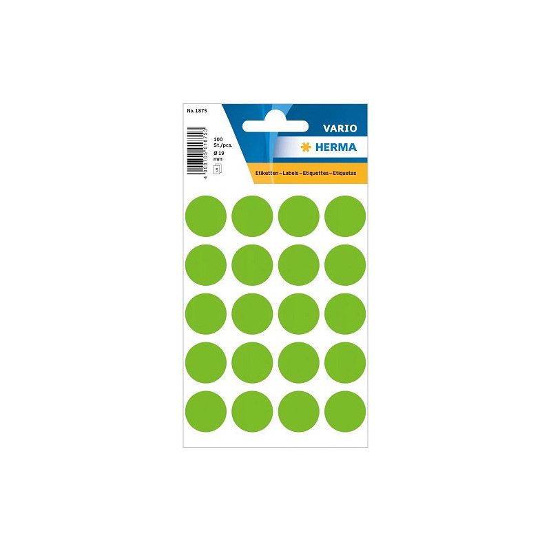 AUTOCOLLANT HERMA Ø 19MM VERT