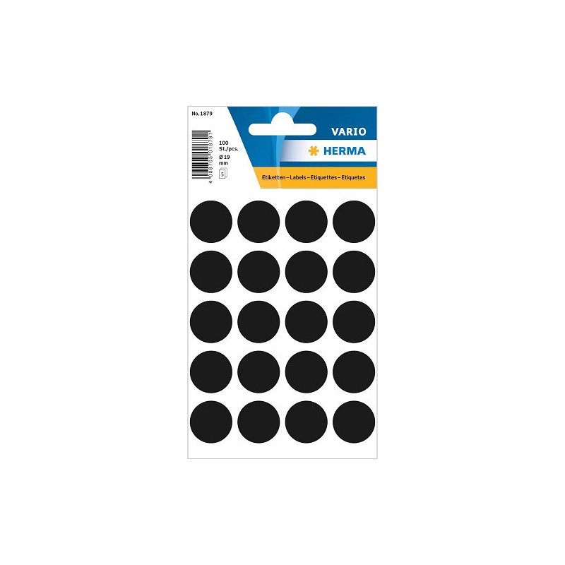 AUTOCOLLANT HERMA Ø 19MM NOIR