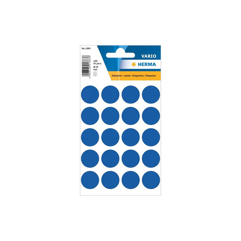 AUTOCOLLANT HERMA Ø 19MM BLEU FONCE