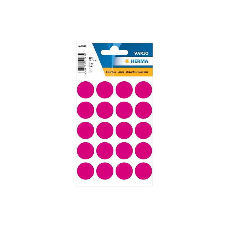 AUTOCOLLANT HERMA Ø 19MM ROSE