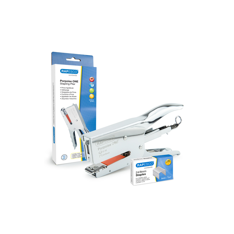 AGRAFEUSE-PINCE RAPESCO GRIS 45FLS +AGRAFES 24/8