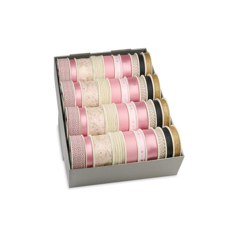 RUBAN CADEAU PATTBERG BOBINE SPRINGTIME DUSTY ROSE ASS.