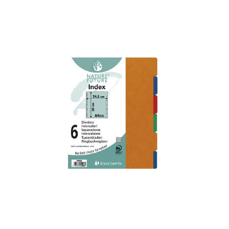 INTERCAL. A4 NEUTRES CART. 6 ONGLETS COUL. EXACOMPTA