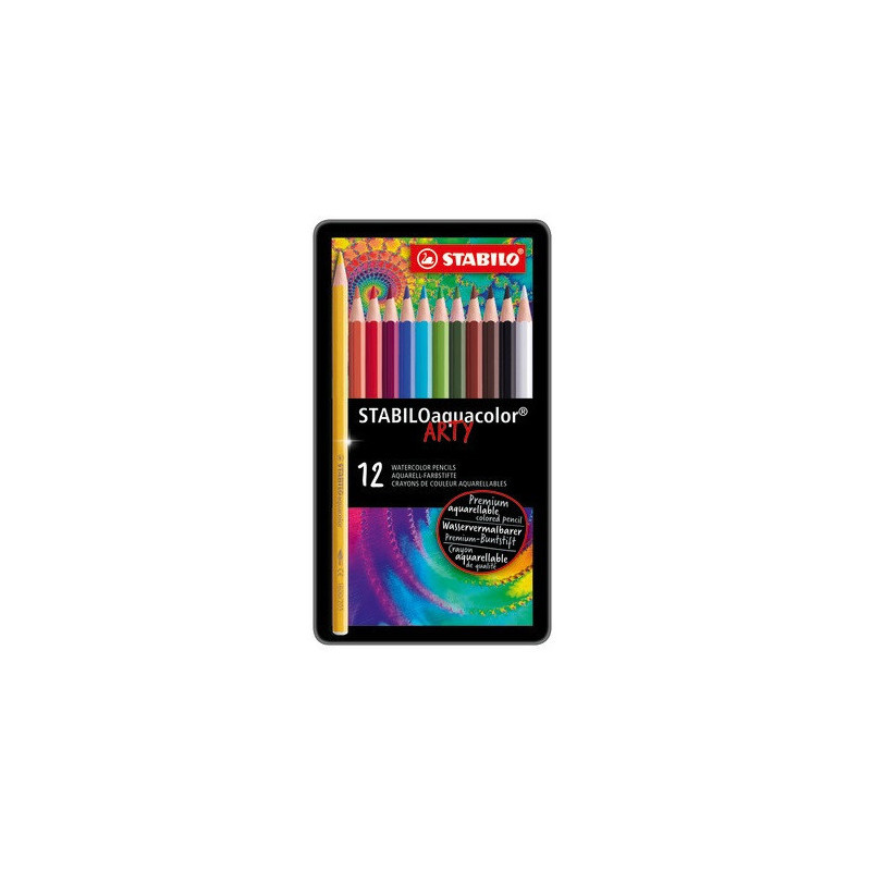 CRAYON COUL. STABILO AQUACOLOR BOITE MET. 12PCS