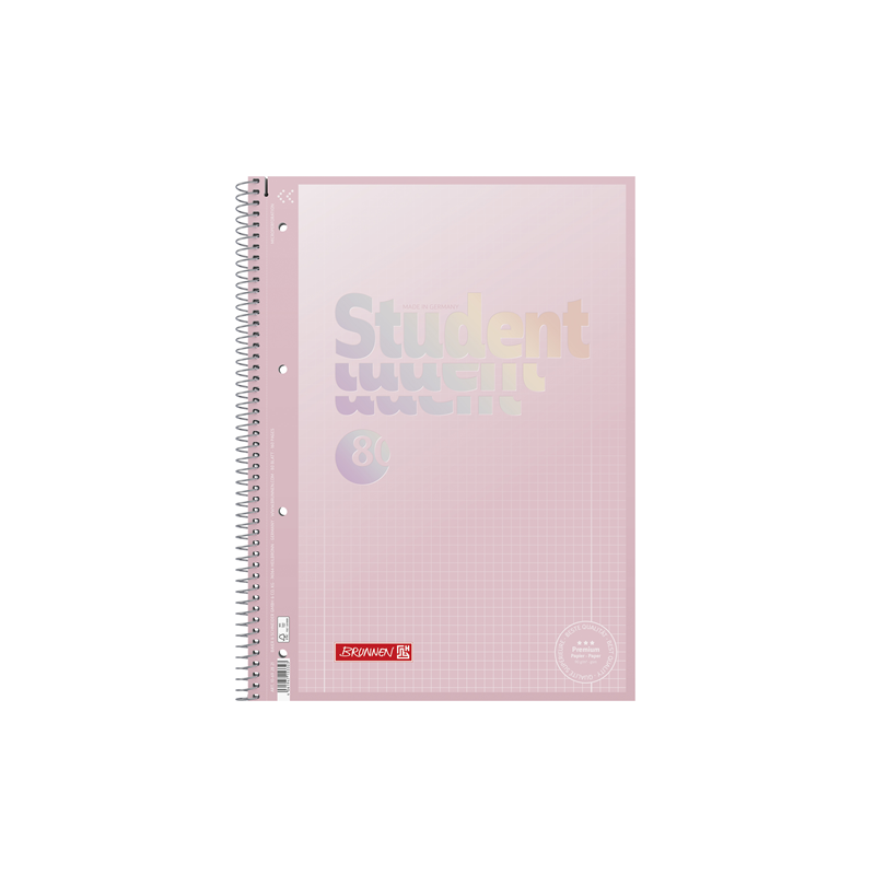 CAHIER BRUNNEN A4 80FLS QUAD. ROSE PASTEL