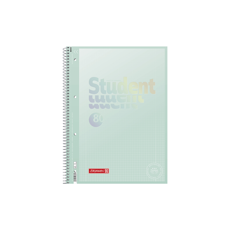 CAHIER BRUNNEN A4 80FLS QUAD. VERT PASTEL