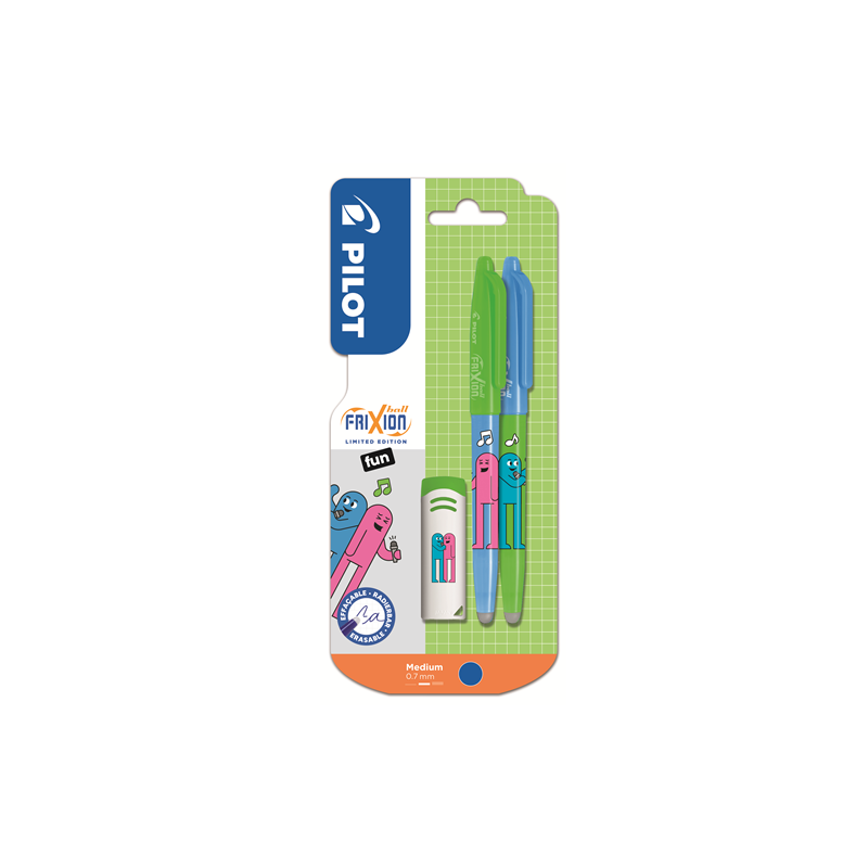 ROLLER PILOT FRIXION BALL BEST FRIENDS 0,7 BLEU +GOMME 2PCS BLISTER