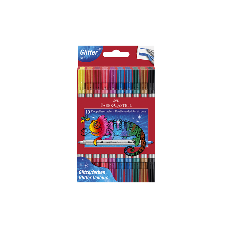FEUTRE ECO. FABER DOUBLE POINTES 10PCS GLITTER