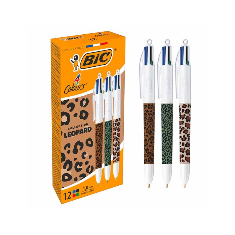 STYLO BILLE BIC 4 COULEURS LEOPARD