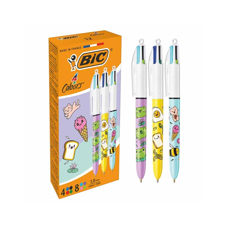 STYLO BILLE BIC 4 COULEURS KAWAI